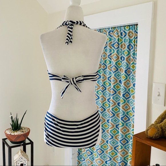 Lands' End Retro-inspired navy blue and white striped bikini (size 6) - Picture 4 of 13